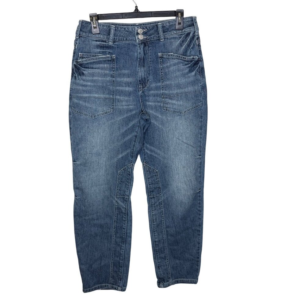 Pilcro Anthropologie Utility Jeans Size 28 High Rise Straight Ankle Blue Denim